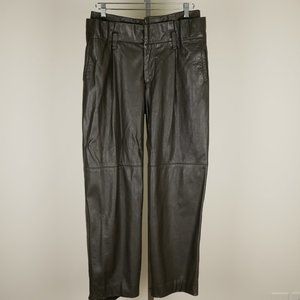 80's Issey Miyake Men's Leather Double Waist Pants L